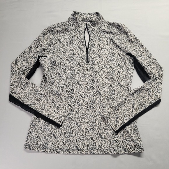 Tommy Bahama Tops - Tommy Bahama Everyday Active Womens Small Black White Palm Leaf Quarter Zip Top